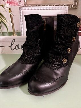 Spring Step L'Artiste Belgard Leather Ankle Boots Size 8.5 NEW steampunk Black